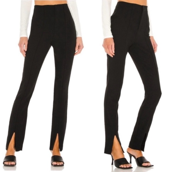 Revolve NWT L’Academie The Hanriette Pant Black Size Large L Split Hem Trousers
